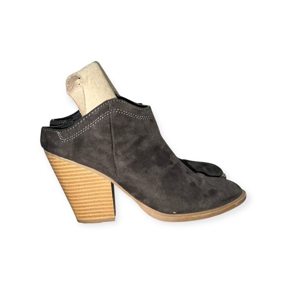 dv by Dolce Vita Suede Mules with 3" Chunky Wooden Heel Sz 6 Womens Grey - Picture 4 of 16